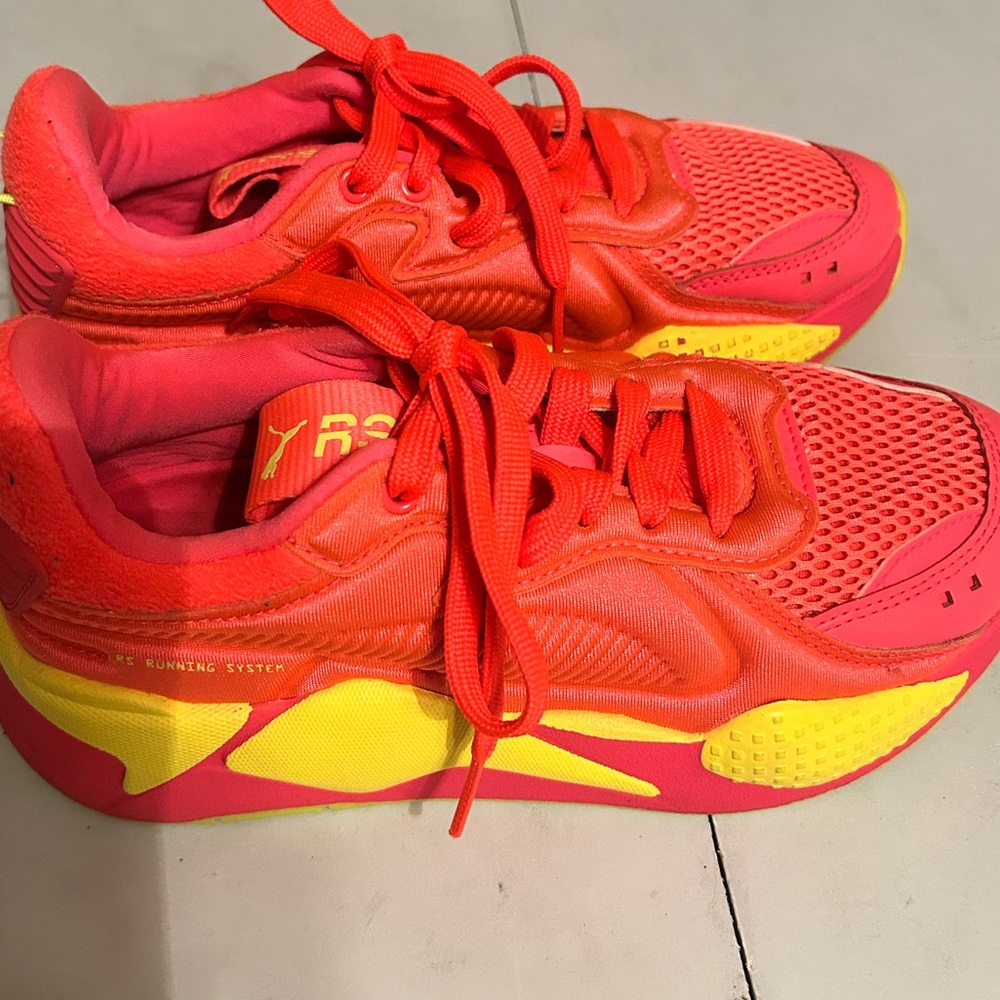 Puma RS-X Running Bright Pink & Yellow Athletic Sneakers Women’s Size 5.5
